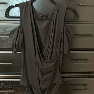 Trouve Black Cold Shoulder Body Suit